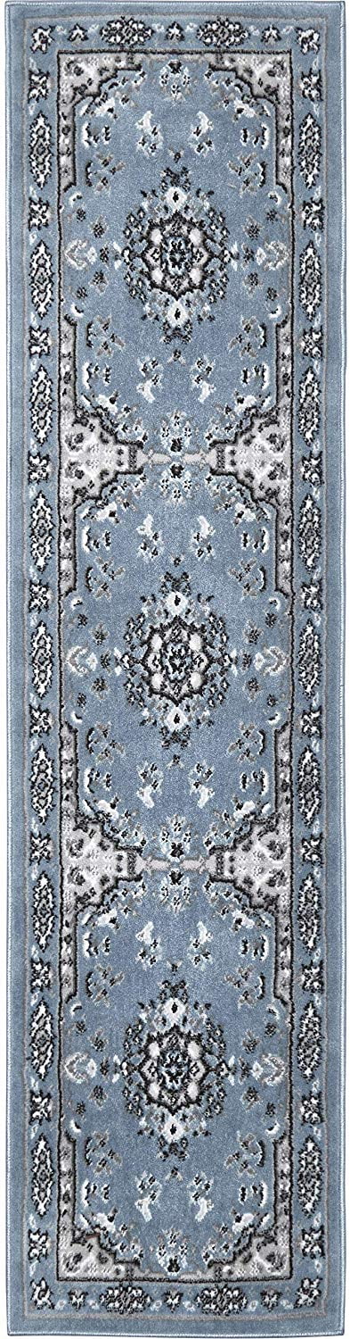 Rugs Light Blue Oriental 2x8 Area Rug Traditional Persian Bordered Runner Carpet Rugs - Actual Size 1'9" x 7'2"