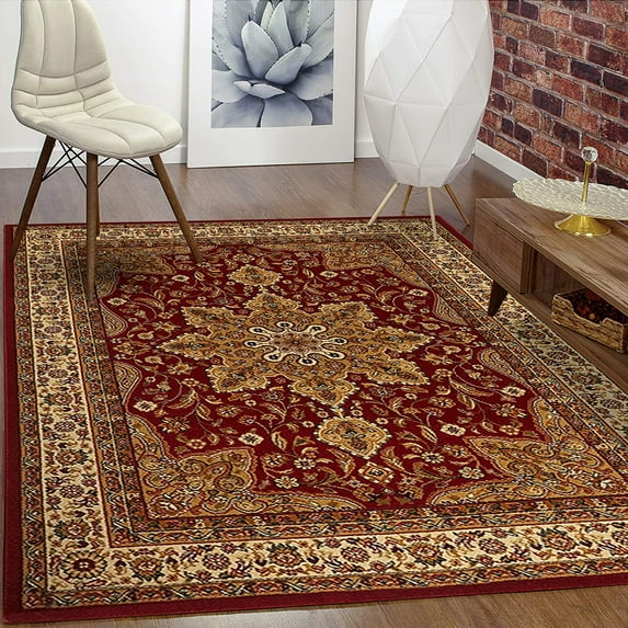 "Traditional Area Rug for Living Room, Floral Oriental Rug, Vintage Carpet Floor Mat for Home Bedroom Decor"