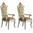 thumbnail image 1 of Traditional Arm Chairs in Set of 2 | Adorn Dining Area with Butterscotch Leather | Antique Pearl and Scalloped Design | Offer Comfortable Seating Solution, 1 of 2