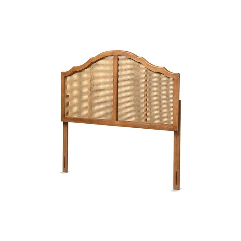 Traditional Ash Walnut Finished Wood and Synthetic Rattan Queen