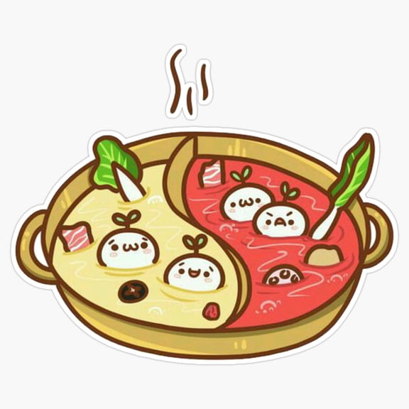 Traditional Asian Hot Pot Huo Guo Cooking Culinary Icon Decal For Hydroflask Journal Sticker