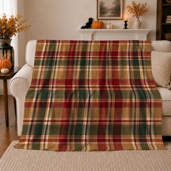 Traditional Autumn, Cozy Artistic Scene, Warm Flannel Blanket for Living Room and Bedroom with Detailed Artwork, Art Lovers Thanksgiving Gift, Artistic Home Decor