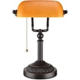 thumbnail image 1 of Traditional Bankers Lamp with Pull Chain Switch, Amber Glass Shade, Retro Bronze Base, UL Listed, E26 Base, 1 of 6