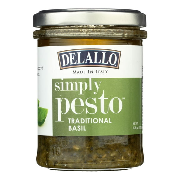 Delallo Simply Pesto Traditional Basil Sauce, 6.35 Oz, Case of 12 - Authentic Italian Flavor