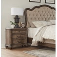 thumbnail image 1 of Traditional Bedroom Decorative Furniture - 1pc Brown Oak Nightstand with 3 Drawers, 1 of 10