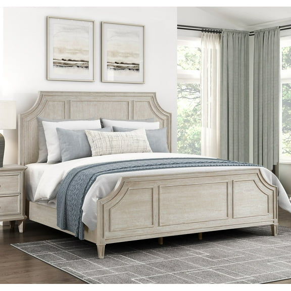 Traditional Bedroom Furniture Queen Bed 1pc Light Brown Finish Wooden Curved Framing