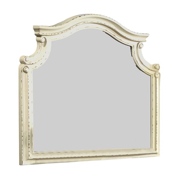 Traditional Beige Bedroom Mirror - Made Of Solid Wood, Antique Style In Graceful Addition