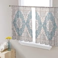 thumbnail image 1 of Traditional Blue, Sheer Curtains 54 Inches Length 2 Panels Set, Window Sheer Curtains for Living Room/Bedroom, Grey Abstract Middle Century Flower Light Filtering Rod Pocket Curtain 52'' x 54'' x 2, 1 of 7