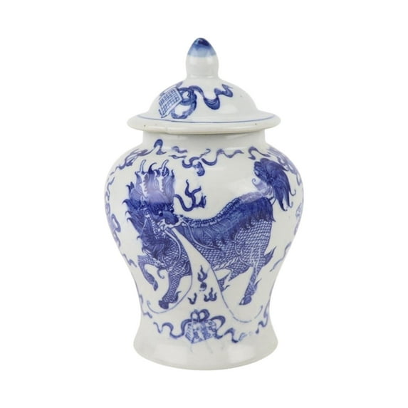 Traditional Blue and White Ginger Jar Porcelain Temple Jar with Lids Tea Canister Decorative Vases Flower Vase for Table Decoration Dragon