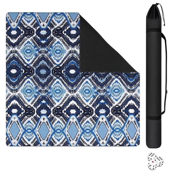 Traditional Boho Design Rubber Playing Surface for Mahjong 31.5 Inch Square Extra Large Mat with Non-Slip Grip and Quiet Texture for Board Games