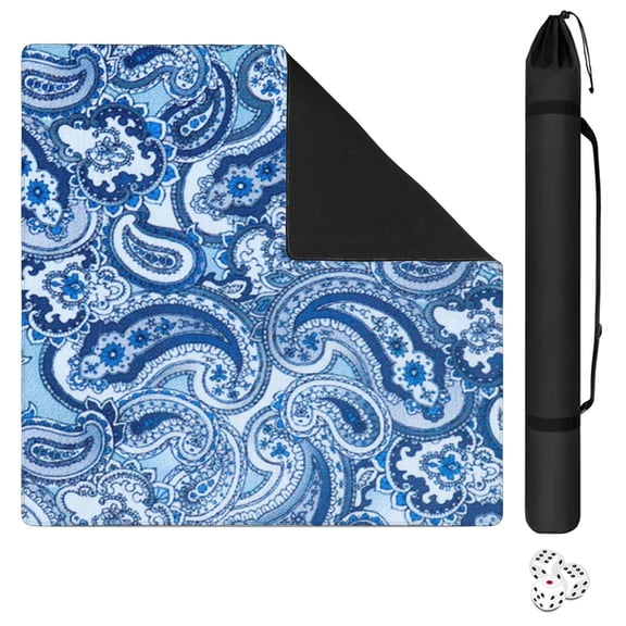 Traditional Boho Pattern Anti-Skid Rubber Table Topper 31.5x31.5 Inch Mahjong Playing Mat with Quiet Surface for Card Games Board Games and Game Nights