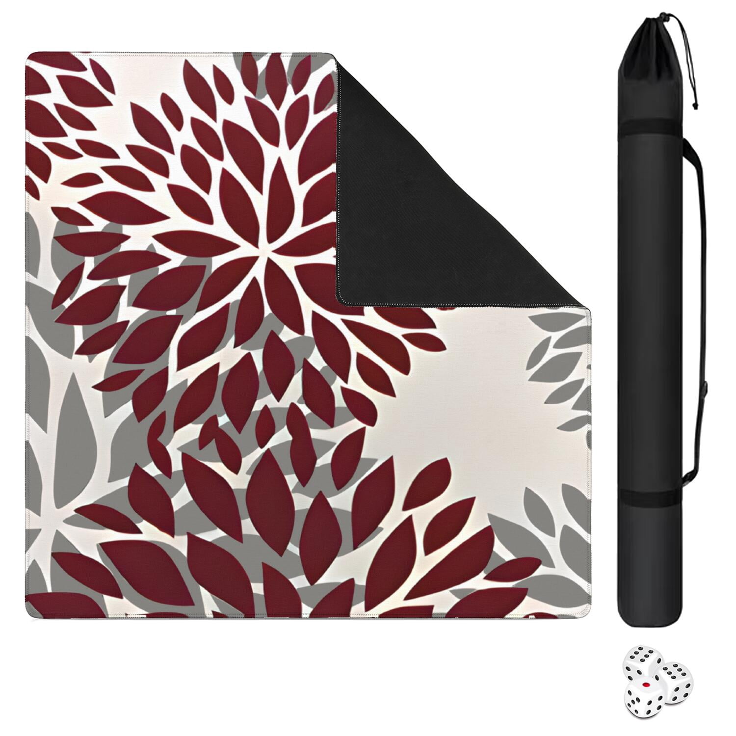 Traditional Boho Style Non-Slip Game Pad for Mahjong Tables 31.5 Inch Square Rubber Mat with Quiet Surface for Card Games Board Games and Game Nights