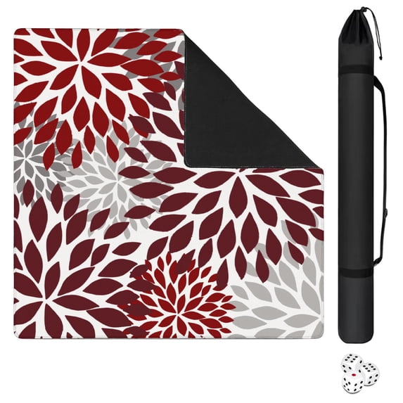 Traditional Boho Style Rubber Mahjong Table Cover 31.5x31.5 Inch Large Mat Features Non-Skid Bottom for Stability and Noise Reduction for Tiles and Games
