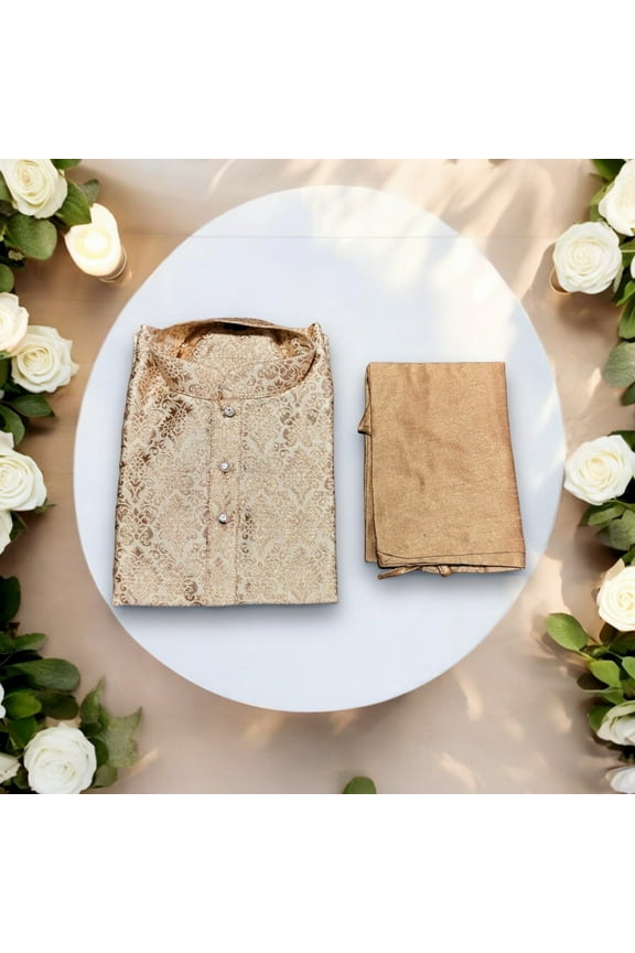 Traditional, Boys Golden Kurta Pajama, 6351