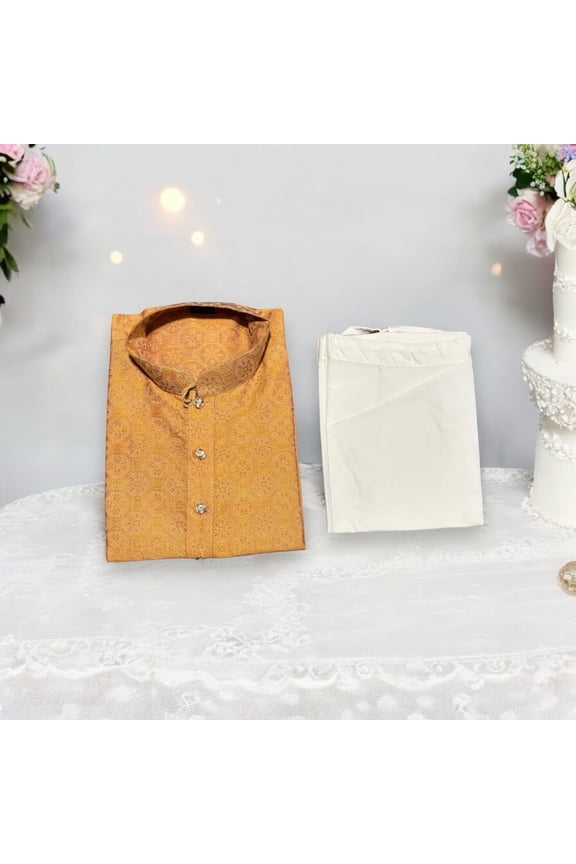 Traditional Boys Peach Kurta Pajama Set, 6411