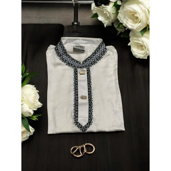 Traditional Boys White Soft Cotton Kurta,02