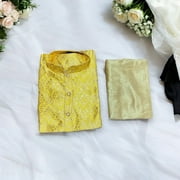 Traditional, Boys Yellow Silk Kurta Pajama, 6251