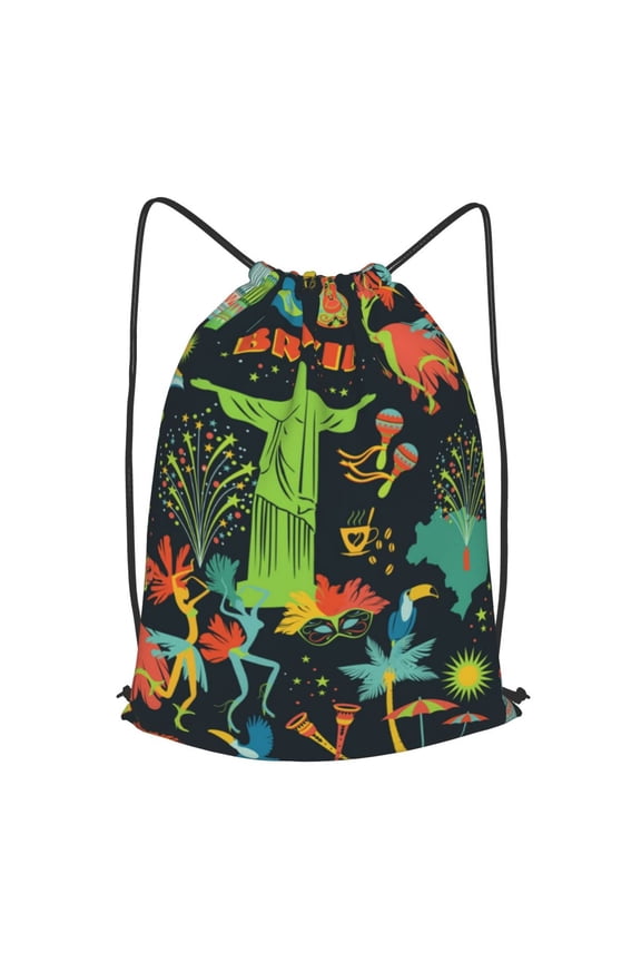 Traditional Brazilian Drawstring Backpack Gym String Bag Sports Sackpack Cinch Sack, Large