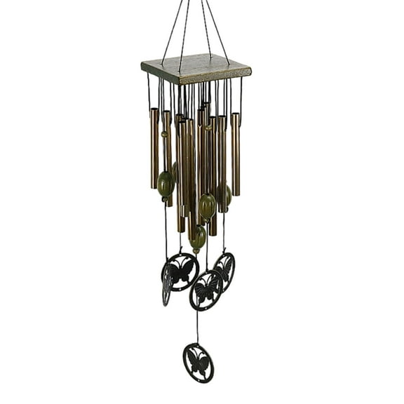 Traditional Bronze Wind Chimes for Outdoor - Chinese Retro Style Tubes Bells with Butterfly Decor, Deep Melody Sympathy Garden Windchime for Yard & Patio