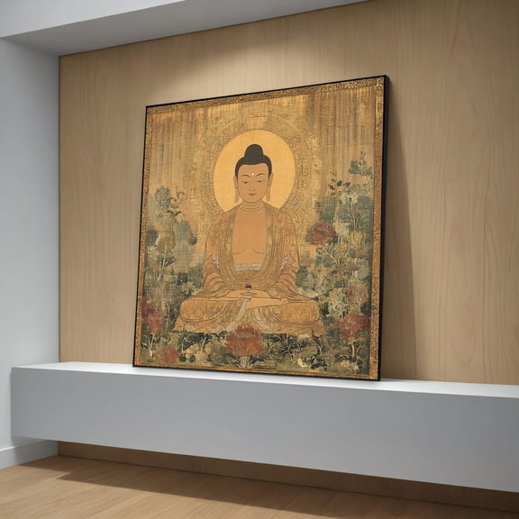 Traditional Buddha Thangka Canvas Painting – Sacred Wall Art Gift, Timeless Spiritual Decor For Meditation And Luxurious Home Decor, Unframed Canvas Size 8x12