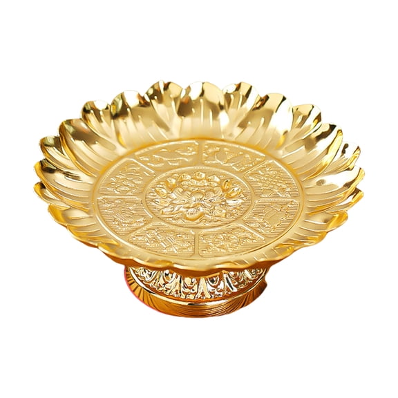 Traditional Buddhist Offering Plate with Lotuses Pattern Home Temple Decoration Tray