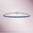 thumbnail image 1 of Traditional CZ blue sapphire tennis bracelet, 925 solid sterling silver bracelet, gemstone bracelet, sapphire jewelry, anniversary gift, 1 of 3