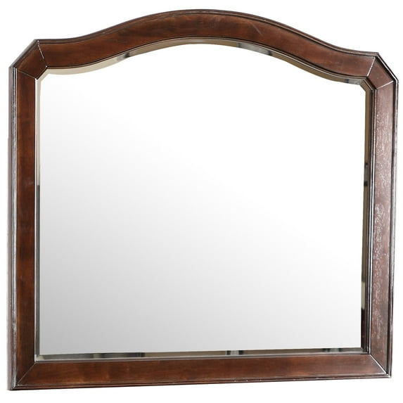 Traditional Cappuccino Mirror | Mounts to Bedroom Dresser | Particle Board Construction with Wood Veneer | Solves Lack of Bedroom Mirror Charm