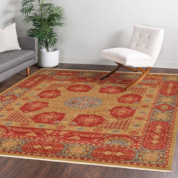 Traditional Cassia Collection Area Rug Red - 10' Square