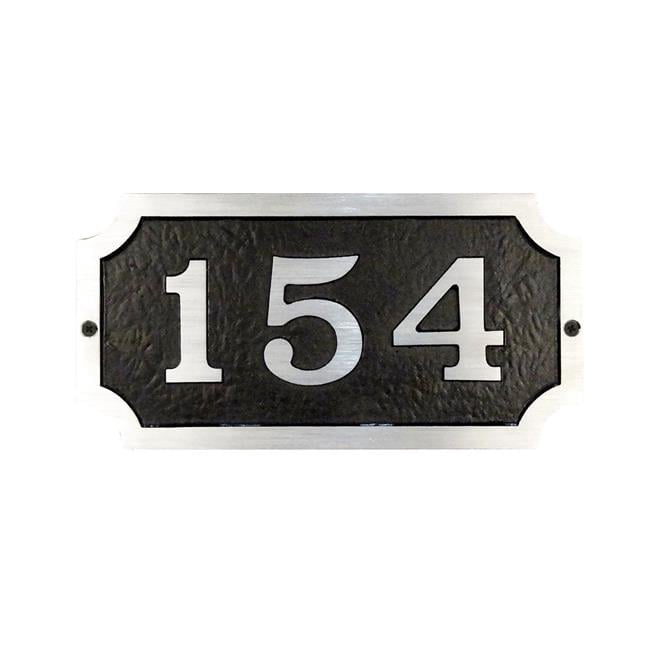 Traditional Cast Aluminum Address Plaque with Brushed Aluminum Numbers - Black