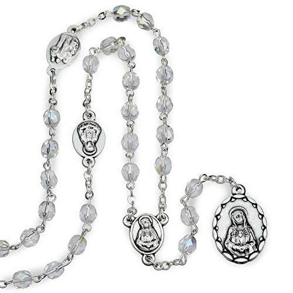 Traditional Catholic Seven Sorrows Rosary (Clear Crystal)