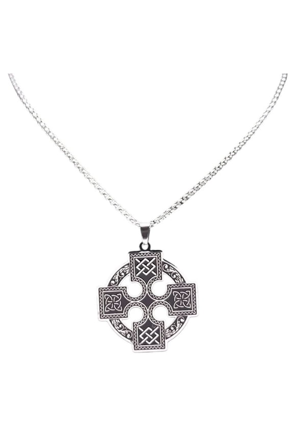 Traditional Celtic Cross Necklace 316L Stainless Steel Medieval Crucifix Pendant