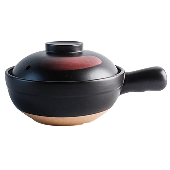 Traditional Ceramic Casserole Pot with Handle Clay Cooking Pot for Rice Soup Stew Household Kitchen Cookware