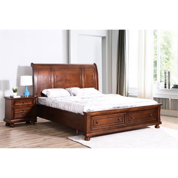 Traditional Cherry King Bed - 58"h X 80"w 97"d, Fascinating Design For All Decor Compositions, Build Long Use, Rich Finish, Assembly Required Bewitching Concepts, Long-term