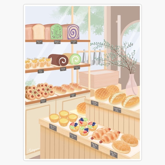 Traditional Chinese Bakery Goodies Red Bean Bun Steamed Custard Mooncake Pattern Decal For Notebook Sticker