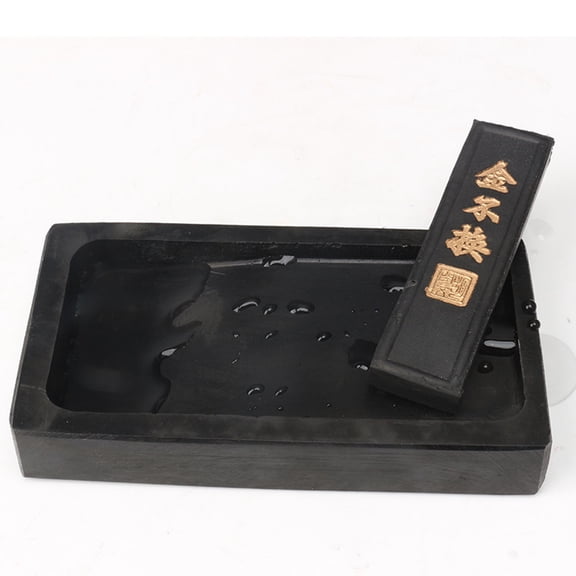Traditional Chinese Calligraphy Inkstone, Rectangle Sumi Drawing Calligraphy Ink Well, Professional Ink Stone Dish Tray for Painting Practice Grinding