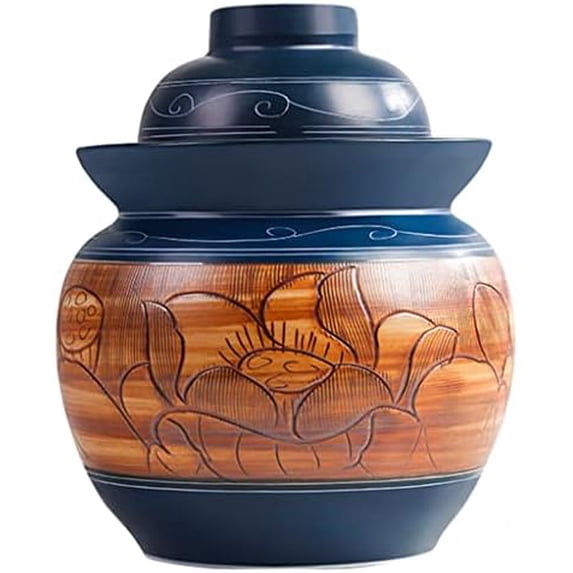 Keramische traditionele fermenteerpotten, Keramische pot met deksel, traditionele Chinese fermentatiekit met waterslot en luchtslotdeksel, fermentatiepot for augurken(3.5KG