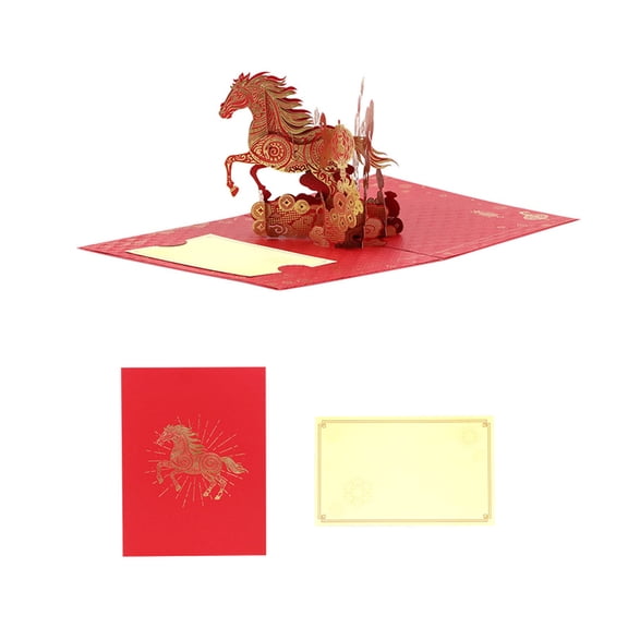 Traditional Chinese Culture Inspires Horse Theme Greeting Card For 2026 Gold Foils Finish Card Holiday Gift
