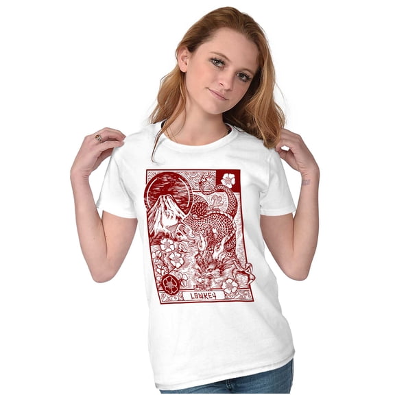 Traditional Chinese Dragon Lowkey Womens Slim Fit Graphic Tee Brisco Brands X