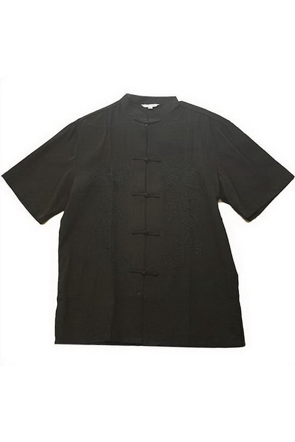 Traditional Chinese Embroidered Linen Kung-Fu T-Shirt Tang Jacket Tai Chi Uniform Double Dragon