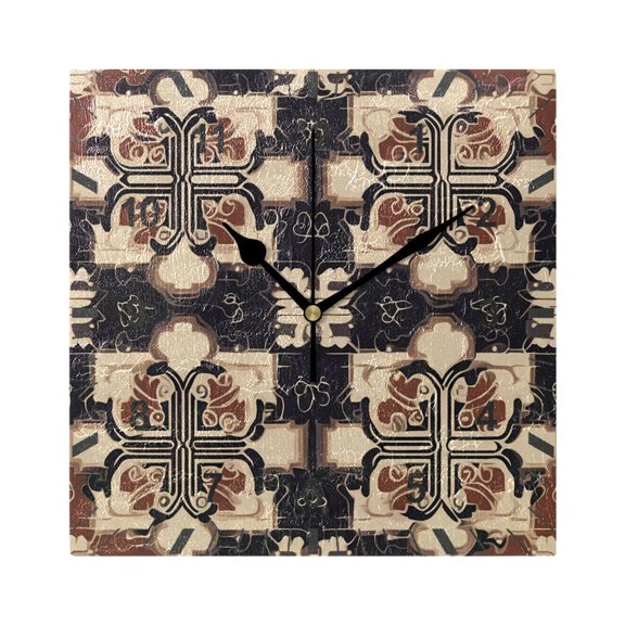 Traditional Chinese Geometric Patterns Wall Clock Battery Operated Silent Non-Ticking Bedroom Office Kitchen Home School Decor 7.8"(Black)