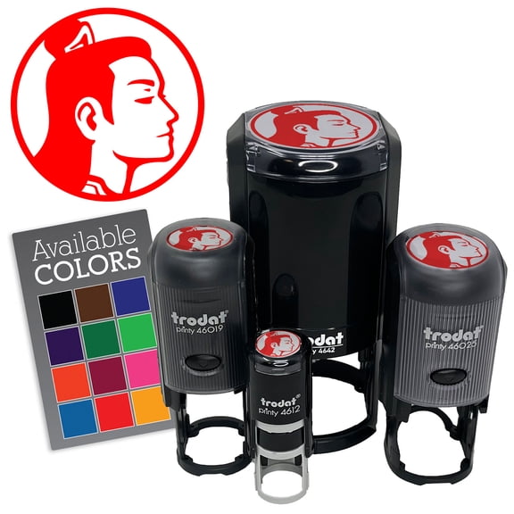 Traditional Chinese Man Hairstyle Han Ming Qing Dynasty Self-Inking Rubber Stamp for Stamping Ink Stamper Crafting Planners - 1/2 Inch Mini - Sky Blue Ink