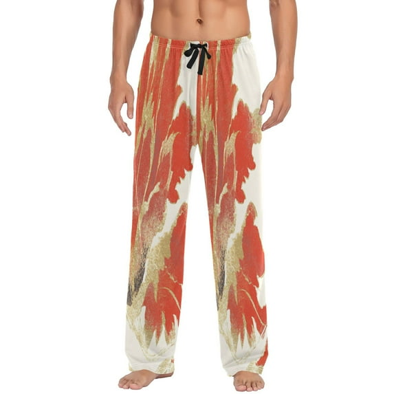 Traditional Chinese Patterns Men's Lightweight Pajama Bottoms Stretch Elastic Waist Side Pockets Spring Fall