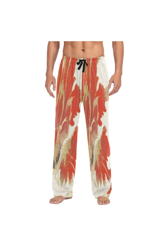 Traditional Chinese Patterns Men's Lightweight Pajama Bottoms Stretch Elastic Waist Side Pockets Spring Fall