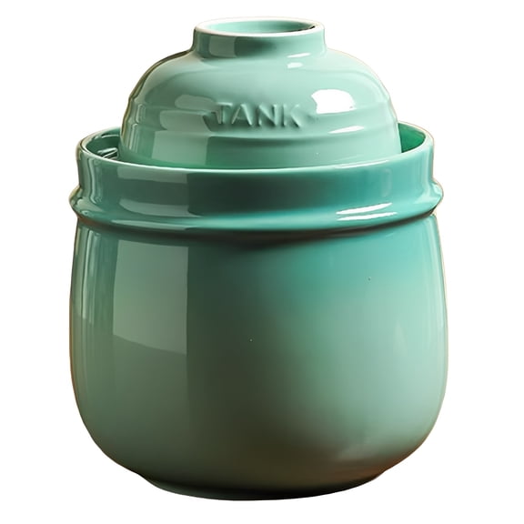 Traditional Chinese Porcelain Pickle Jar, Ceramic Fermenting Jar,Stoneware Fermenter with Water Seal for Pickling, Kimchi, Sauerkraut