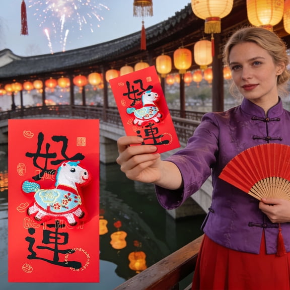 Traditional Chinese Red Envelopes for Year of the Horse 2026 - Lunar New Year Money Pockets, Spring Festival Gifts for Wedding, Birthday & Blessing,A