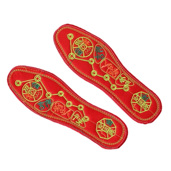 Traditional Chinese Red Support Shoe Insoles Replacement Lightweight Men Women Comfortable Sweat Absorption for Running