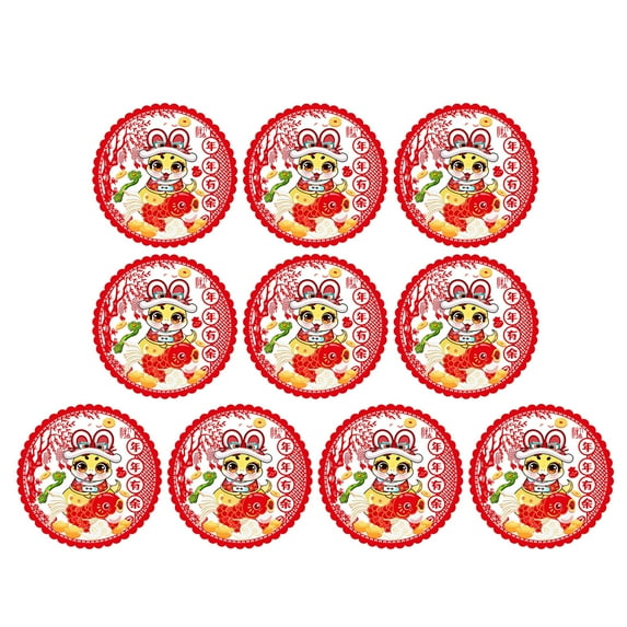Traditional Chinese Spring Festival Window Clings 10Pcs Electrostatic Film Sticker with Snake Year Pattern Window Decal
