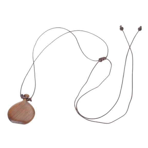 Traditional Chinese Styles Wood Pendant Necklace with Sliding Knot Unique Flask Necklace Suitable for Adjustable Fit