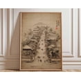 thumbnail image 1 of Traditional Chinese Village Vintage Street Scene Ink Wash Historic Asian Wall Art Print, Unframed Paper Poster 8x10in, 1 of 4