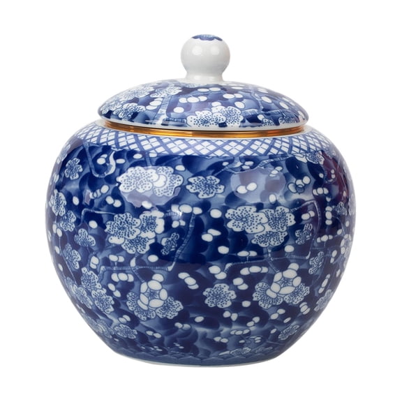 Traditional Chinoiserie Ginger Jars Ceramic Storage Jars Tea Storage Jar Table Centerpieces Decoration Blue and White Vase for Desktop Home Style C